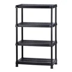 Rimax - Estante Plástico 18" 4 Niveles Negro/Gris