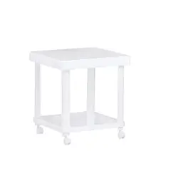 Italhome - Mesa cuadrada con llantas blanca