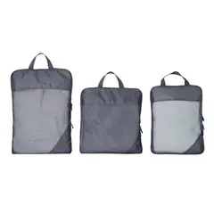 Just Home Collection - ORG DE VIAJE 3PCS PDQ COL GRIS