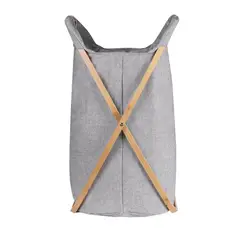 Just Home Collection - Cesto de Ropa de Tela con Tapa de Bambú 44x40x66 cm