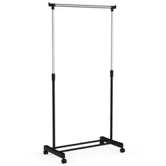 Just Home Collection - Perchero una Barra con Ruedas Negro