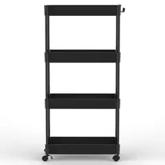 Just Home Collection - Carro Almacenador de Plástico 4 Niveles Blanco