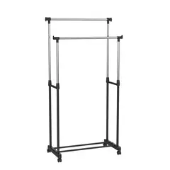 Just Home Collection - Perchero doble Barra con Ruedas Negro