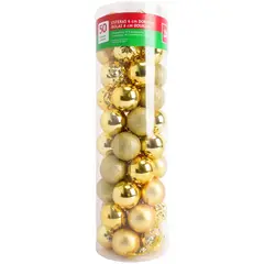 Dear Santa - Juego de 50 Esferas Navideñas Doradas 6 cm Empaque Tubo Modelo A