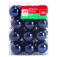 Dear Santa - Juego de 24 Esferas Navideñas con Brillo Color Azul Oscuro 2 cm