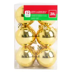 Dear Santa - Juego de 12 Esferas Navideñas Doradas con Brillo 6 cm