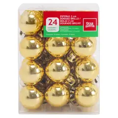 Dear Santa - Juego de 24 Esferas Navideñas Doradas con Brillo 2 cm