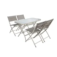 Just Home Collection - Juego de Comedor Metal Taupe