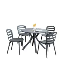 Just Home Collection - Comedor de Exterior Resina Negro 4 Personas