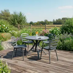 Just Home Collection - Comedor de Exterior Resina Negro 4 Personas