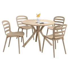 Just Home Collection - Comedor de Exterior Resina Taupe 4 Personas