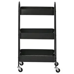 Just Home Collection - Carrito Multiuso con Ruedas Negro