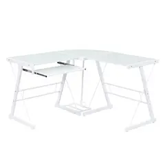 Just Home Collection - Escritorio L Vidrio Blanco
