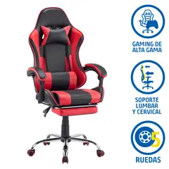 Just Home Collection - Silla Gamer Reposapie Rojo/ Negro
