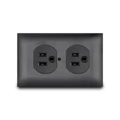 Veto - Tomacorriente Doble Americano Armado con Placa, Negro
