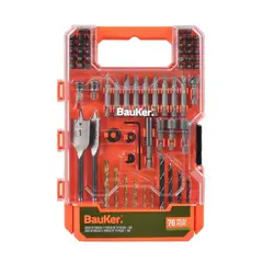 Bauker - Set de Brocas y Puntas 76 pzas SAE,