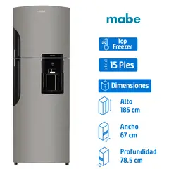 Mabe - Refrigerador 15 pies3 Convencional Gris Rms400Iamrm0
