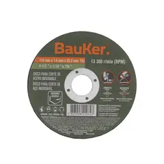 Bauker - Disco para Corte de Acero Inoxidable 4 1/2" x 1.6 mm,