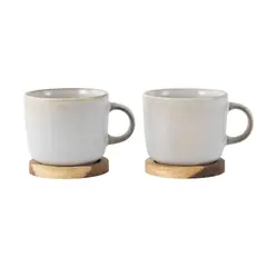 Just Home Collection - Setx4 mugs 354ml base madera