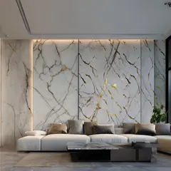 Holztek - Muro de mármol SPC para interior Vena Oro 120x240 cm brillante 2.88 m2