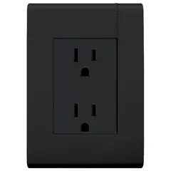 Bticino - Tomacorriente Dúplex 2P +- 15A, Placa Negro Mate