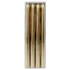 Dear Santa - Juego de 4 Velas de Cena Navideñas Color Dorado 25 cm