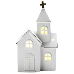 Dear Santa - Figura Decorativa Iglesia Blanca Led