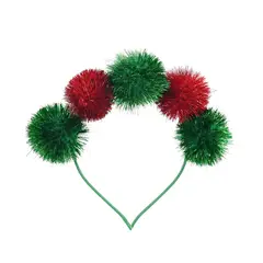 Dear Santa - Diadema Navideña con Pompones Rojo Verde