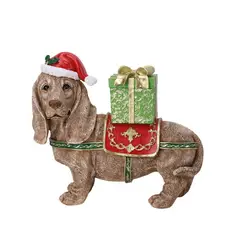 Dear Santa - Figura decorativa Perro Con Regalo de Navidad