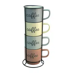 Top Choice - Jgo 4 tarros porcelana 390 ml 4 colores con organi