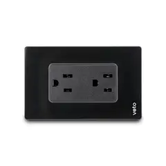 Veto - Contacto Duplex Amer 2P+E Placa Cristal Negro