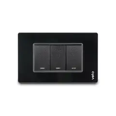 Veto - Apagador Triple Placa Cristal Negro