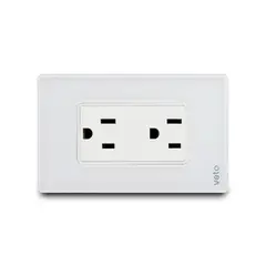 Veto - Contacto Duplex Amer 2P+E Placa Cristal Blanco
