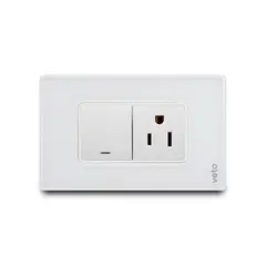 Veto - Mixto 1 Interruptor Ancho+ 1 Tomacorriente Amer 2P+E Cristal Blanco
