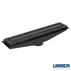 Urrea - Coladera Universal Rectangular Negra con Rejilla de Acero Inoxidable