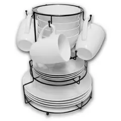 Nuvo - Vajilla de Porcelana Blanca con Organizador 16 piezas