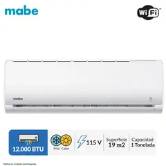 Mabe - Aire Acondicionado Tradicional 12,000 BTU Frío - Calor 115V WiFi Ready MMT12HABWCAM3