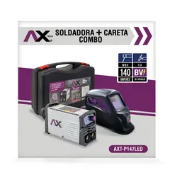 Ax Tech - Kit de Soldadora Inverter 140 A + Careta Electrónica de Sombra Variable, AXT