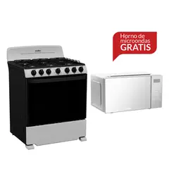 Mabe - Combo Estufa 76 cm Plata + Microondas 0.7 pies Silver Em7622Bhmm70S