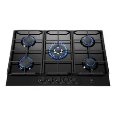 Avera - Parrilla de gas 5 quemadores 90 cm en vidrio templado premium - Negro