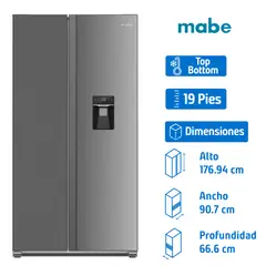 Mabe - Refrigerador Side by side 19 pies cúbicos (442 L) Inox - MSM521LMLSS0