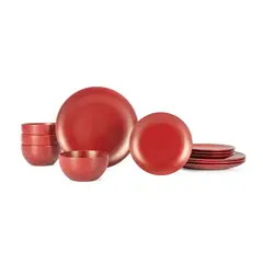 Crown Baccara - Juego De Vajilla 12 Piezas Matchred