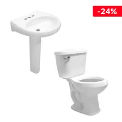 undefined - Combo Pedestal Con Lavabo Tulipan y Taza Con Tanque Cato