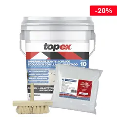 undefined - Combo 2 Impermeabilizante topex llanta 10 años 19l blanco + Malla de refuerzo sencillo + Cepillo Aplicador Ixtle